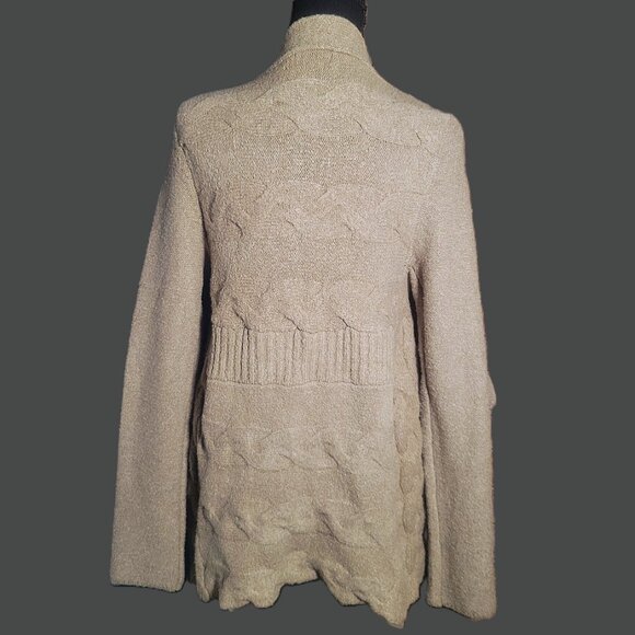 I.N.C. International Concepts Tie/Open-Front Cable Knit Lt. Taupe Cardigan - L - Picture 3 of 11